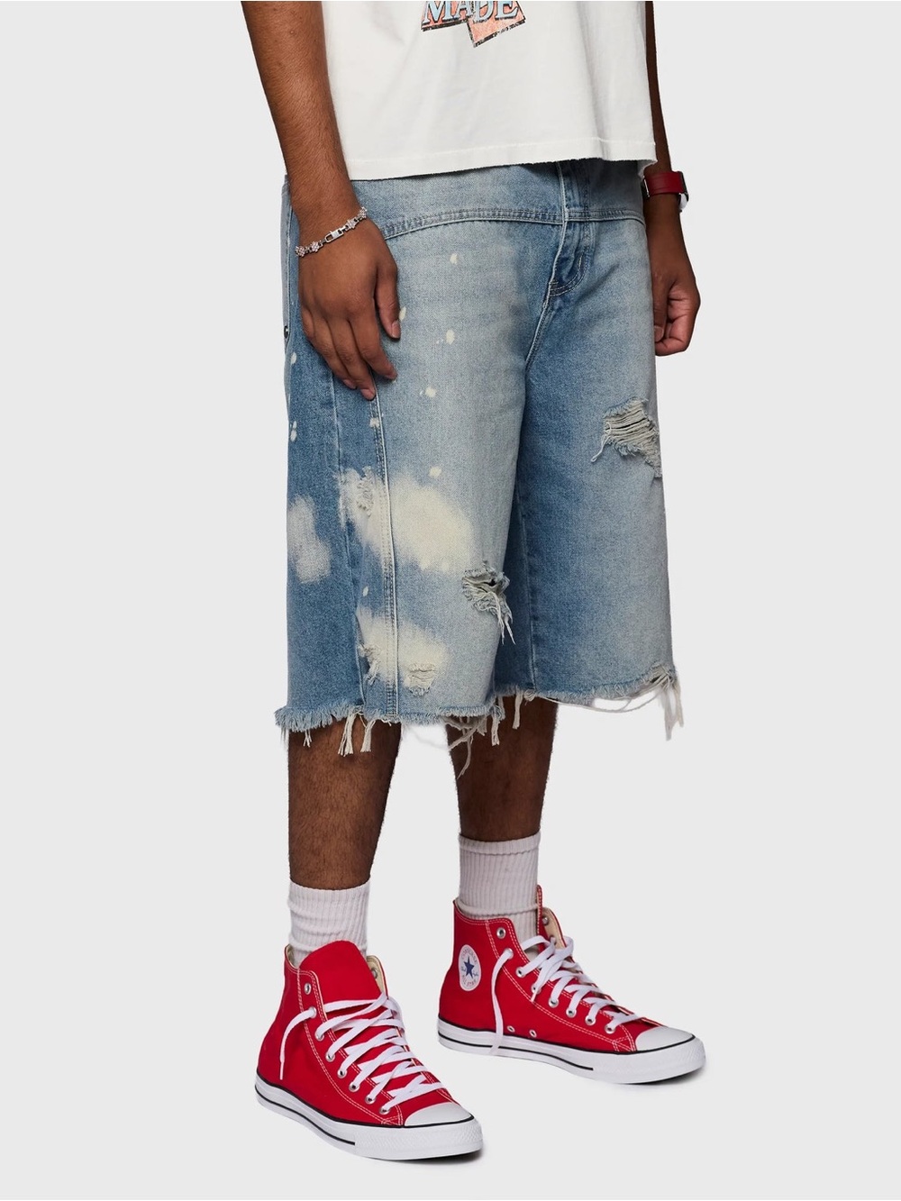 HOMME + FEMME Nomad Studded Denim Shorts